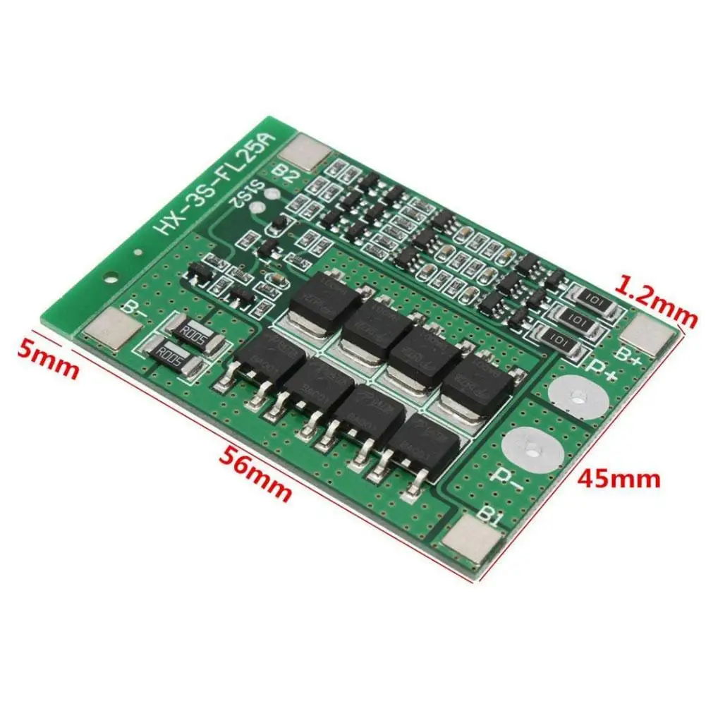 Drive module 3S 25A Li-ion 18650 BMS PCM Battery Protection Board 12.6V Balance Battery Cell Pack Short Circuit Protective