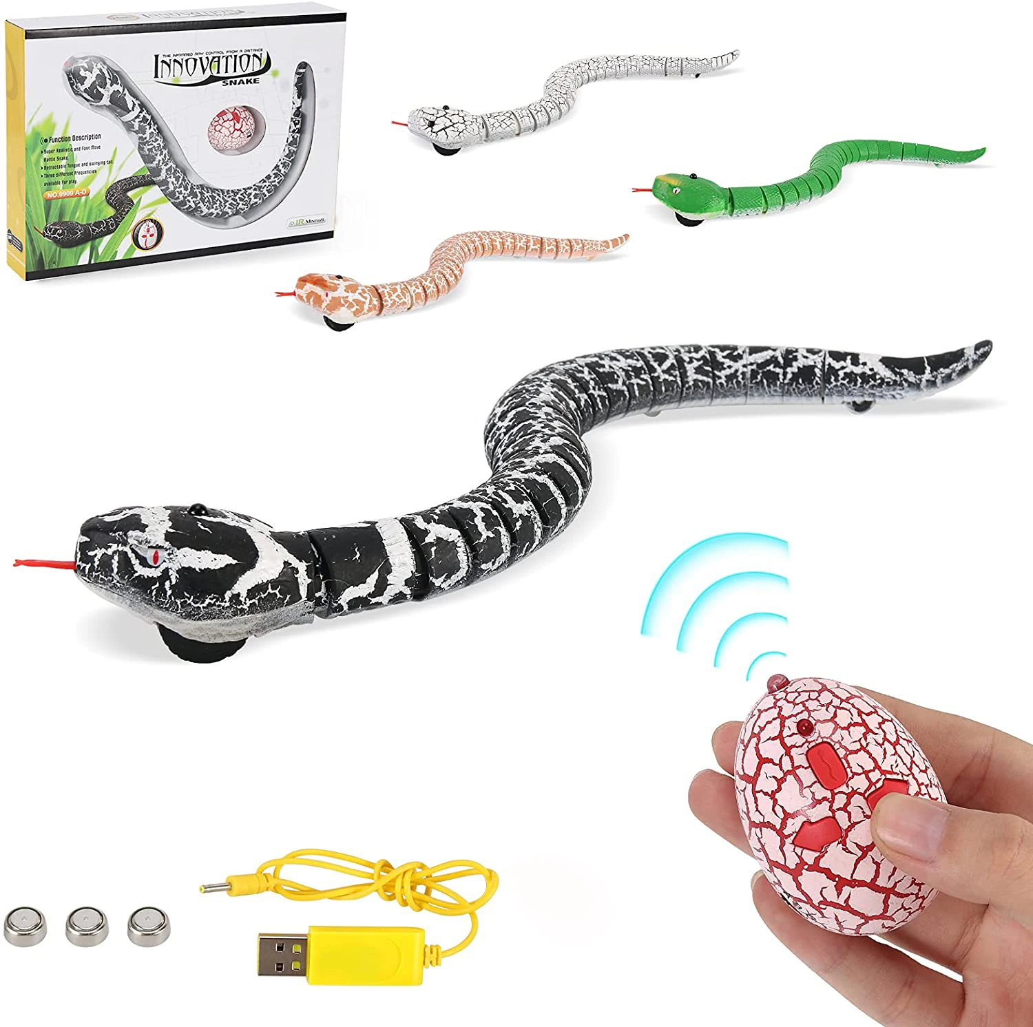 Serpiente de Control remoto realista para niños, juguete de Animal aterrador de imitación, Viper Trick, Terrify Mischief, juguetes para Halloween,