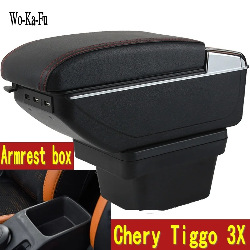 For Chery Tiggo 3X Armrest Box Arm Elbow Rest Center Console Storage with Phone Charging USB Interface Cup Holder