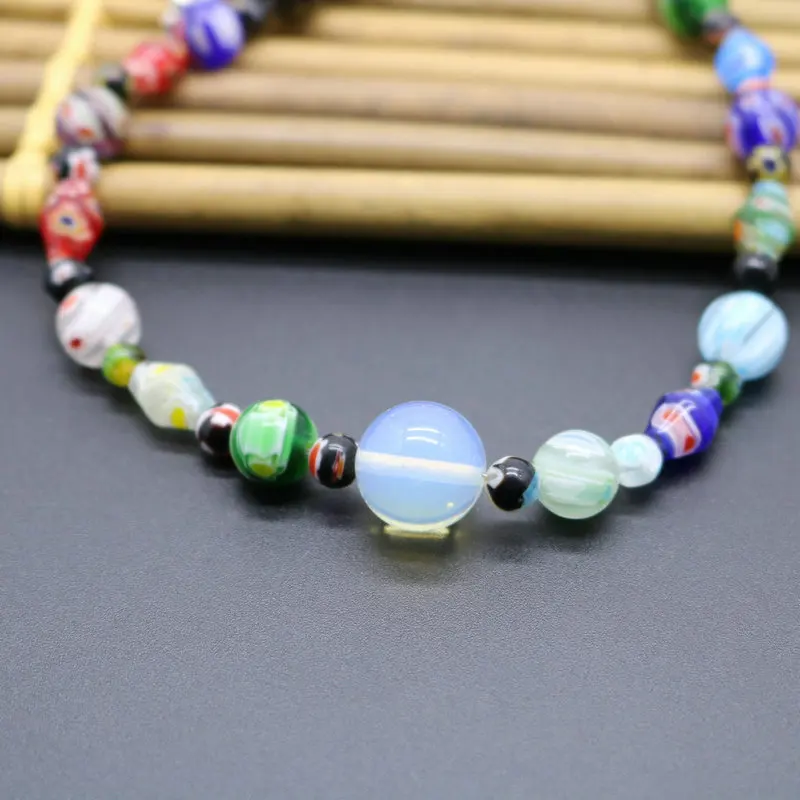 1PCS Handmade Murano Thousand Flowers Glazed Bead Necklace For Women Fashion DIY Personality Female Opal Jewelry