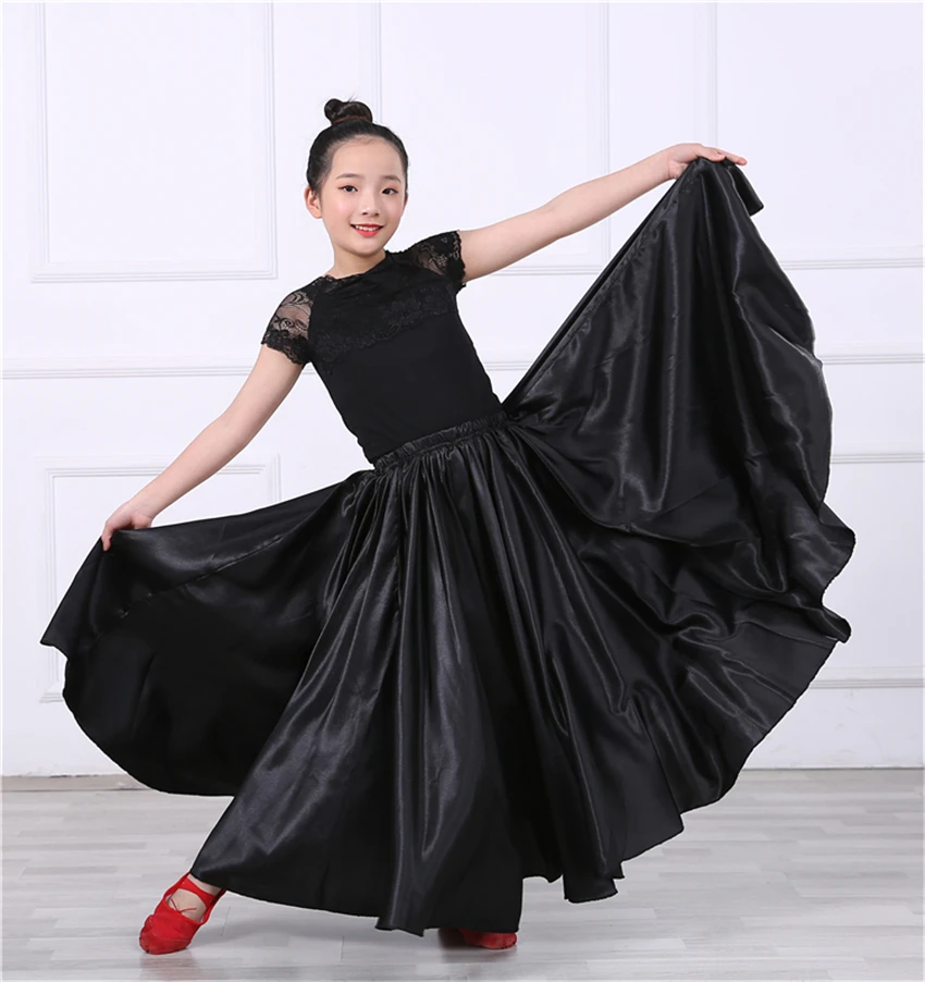 New Girls Flamenco Skirt Spanish Dance Dress Practice Competition Stage Chorus Performance Costuems for Kids Flamengo Skirts