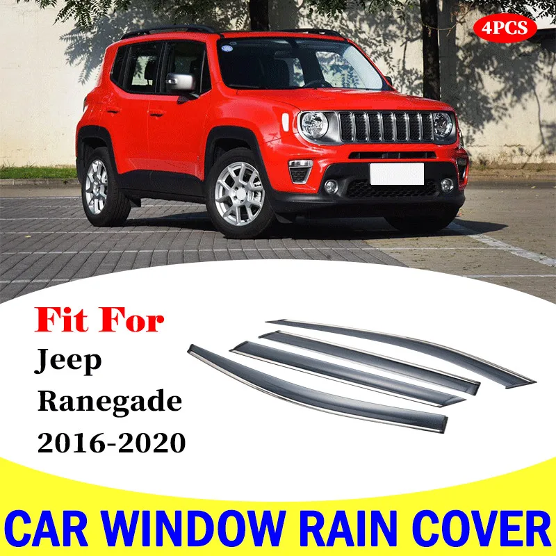 

For Jeep Ranegade 2016-2020 window visor car rain shield deflectors awning trim cover exterior rain cover trim car accessories