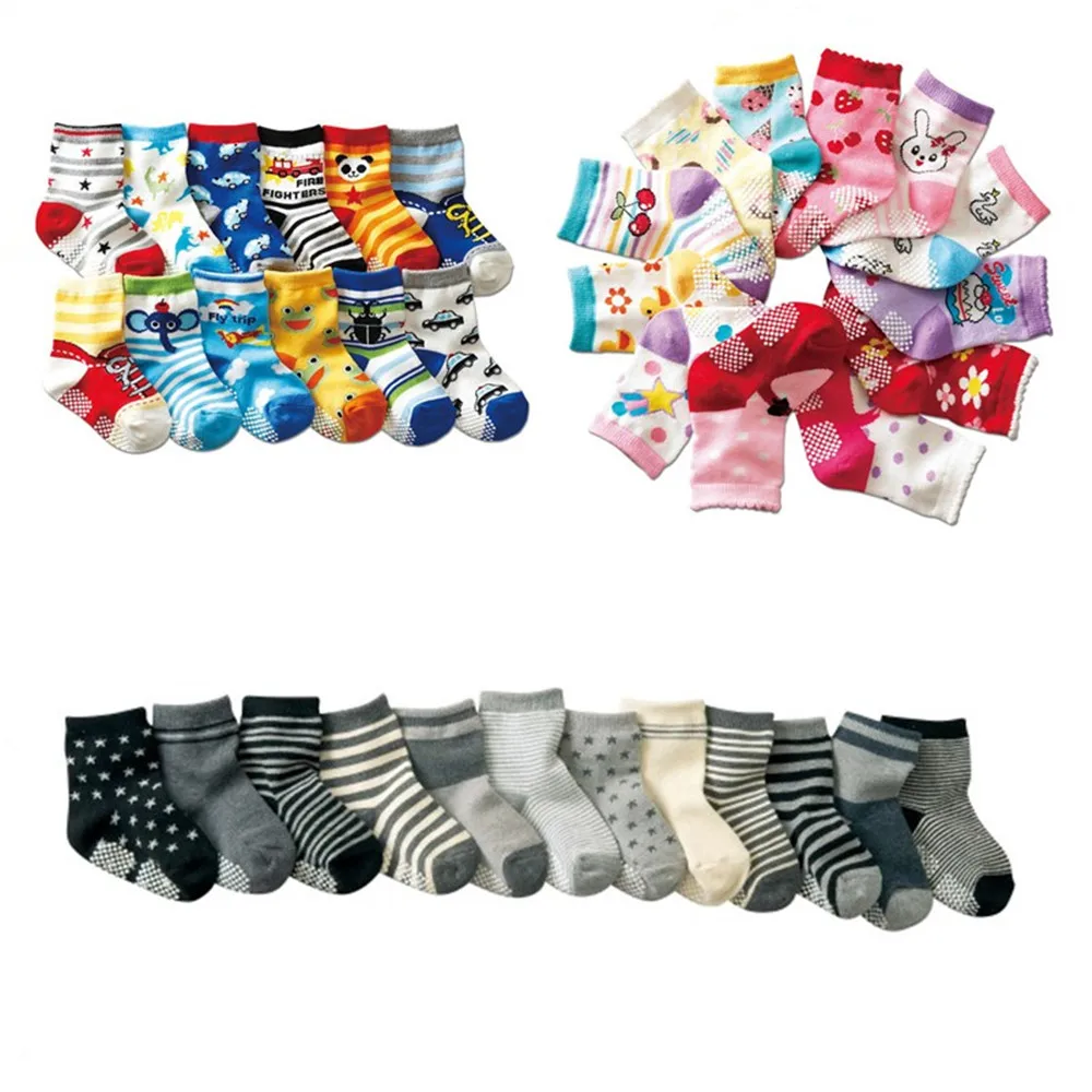 6 Pairs/lot 0 to 5 Yrs Four Seasons Sock For Boys Girl Toddlers Infants Non Skid Floor Socks Cotton Unisex Children's White Sock