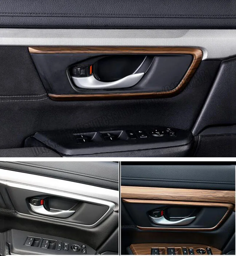 4PCS Peach Wood Grain Style Inner Handle Cover Trim For Honda CR-V CRV 2017 2018 2019 2020 2021