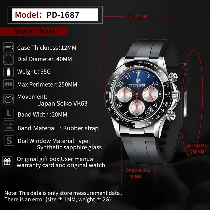 PAGANI DESIGN-Reloj analógico de cuarzo para Hombre, accesorio de pulsera de cuarzo resistente al agua con cronógrafo, complemento masculino de