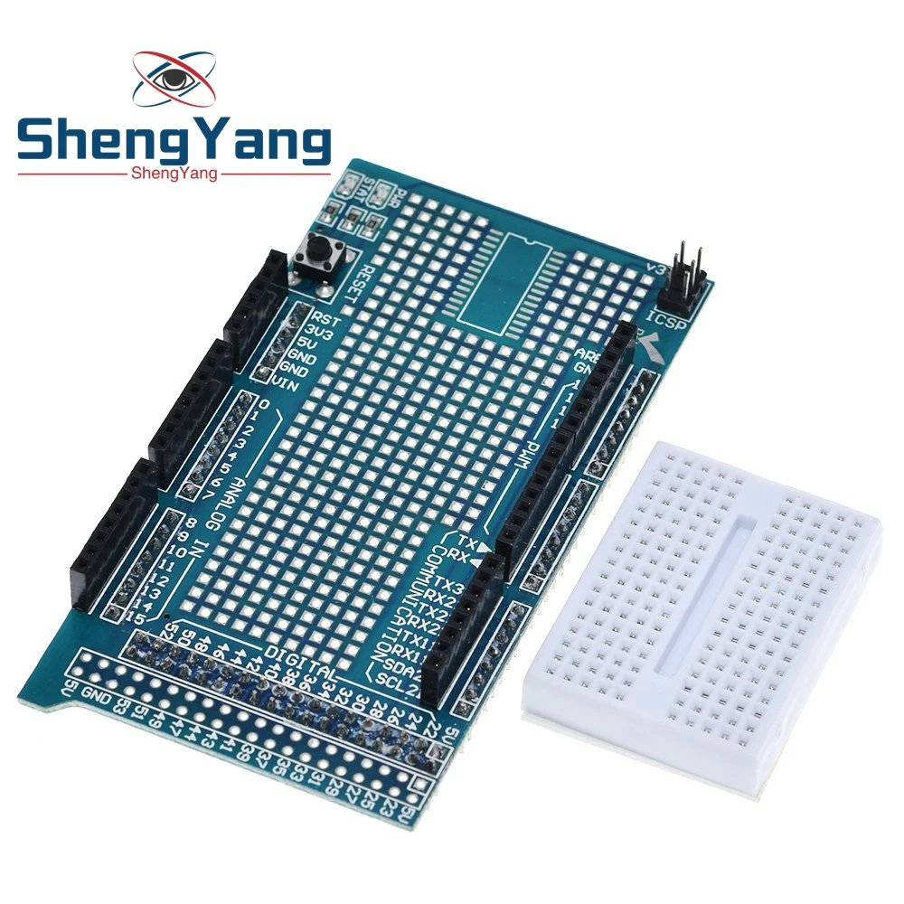 TZT MEGA 2560 R3 Proto Prototype Shield V3.0 Erweiterungsplatine + Mini-Steckbrett mit 170 Verbindungspunkten für Arduino DIY – Detail 1