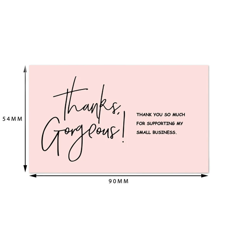 30pcs/bag pink thank you card for supporting business package decoration "gorgeous thanks" business card handmade with love