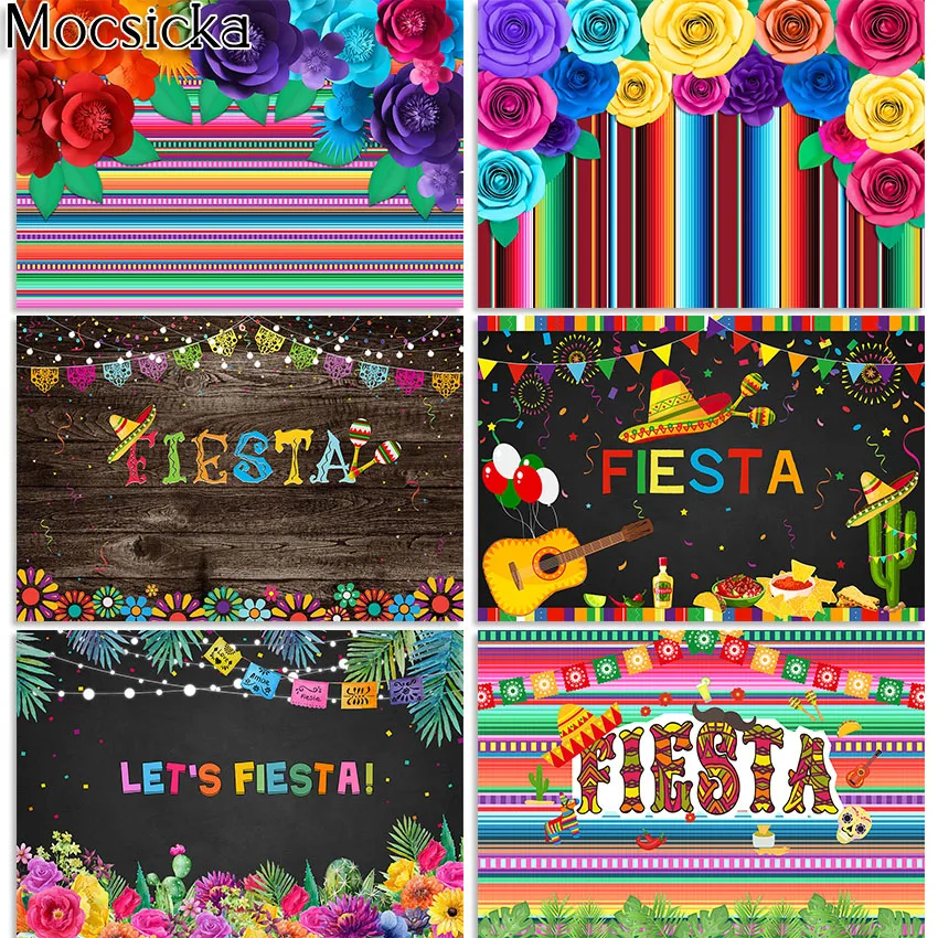 

Mocsicka Mexican Fiesta Backdrop Cinco De Mayo Mexican Festival Birthday Party Decorations Photoshoot Background Photo Studio