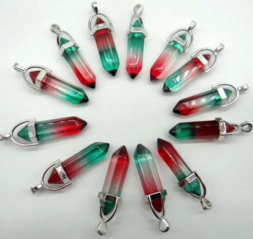 natural stone Quartz Crystal lapis Turquoises tiger eye Opal Hexagonal charm Pendants for diy Jewelry Necklaces Accessories24PC