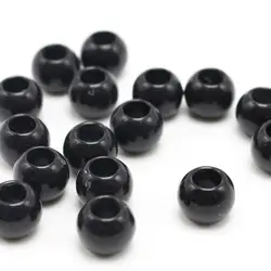 100pcs Black Acrylic Round Pony Beads 10x8mm for Kids Crafts, Kandi Bracelets,   FriendshiDIY Jewelry - High Quality Non-Toxic