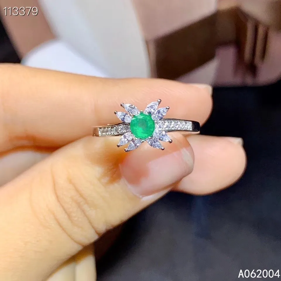 

KJJEAXCMY fine jewelry 925 sterling silver inlaid natural gemstone Emerald Female Miss Girl Woman new ring beautiful