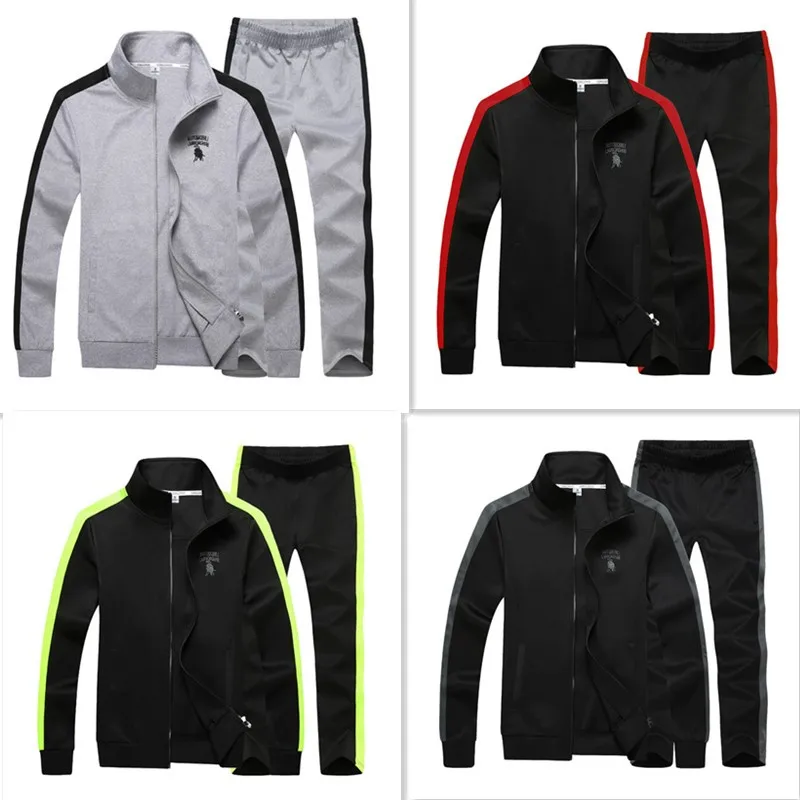 

9XL Autumn Men Casual Sport Suit Outfit Tracksuit Patchwork Zip Up Jacket Sweatshirt+pant Jogging Running Workout Set Sportswear