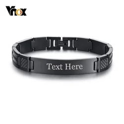 Vnox Stylish Carbon Fiber Mens Bracelets Free Engraving ID Tag Link Chain pulseira masculina 8.46