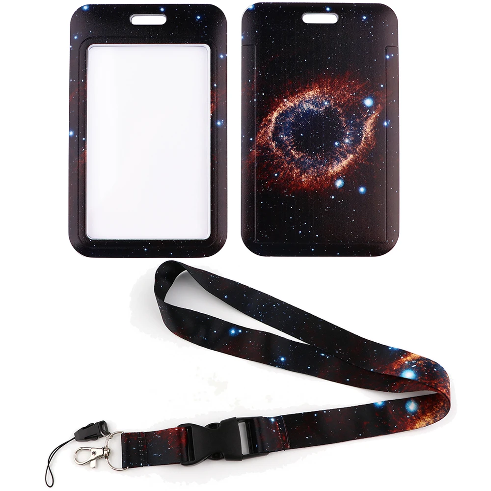 LX845 Milky Way System Starry Sky Lanyard ID Card Badge Holder Phone Rope Nebula Neck Keychain Strap Lariat Astronomers Gifts