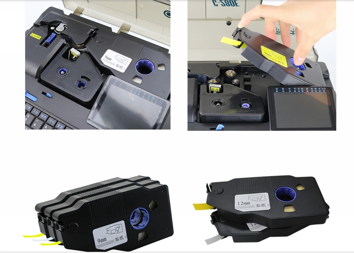 أشرطة ملصقات كاسيت 9 مم بيضاء لآلة الحروف الإلكترونية طابعة معرف الكابل أنبوب الطابعة C-280T