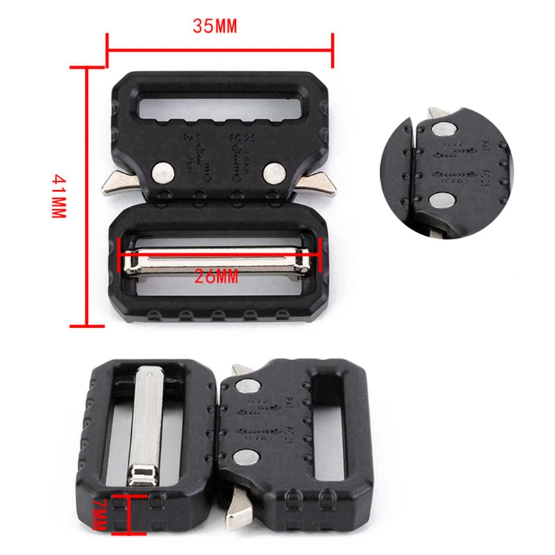 25mm 38mm Wide Tactical Belt Buckle Quick Side Release Buckles Webbing Diy Bags Luggage Outdoor Accessories Black Silver Color