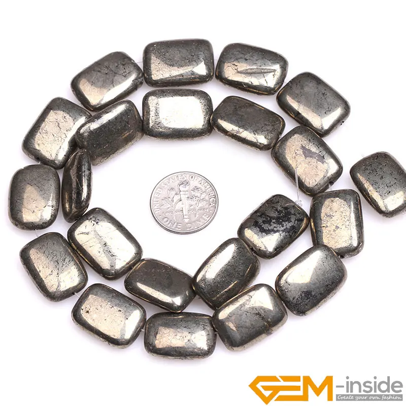 Natural Stone Pyrite Rectangle Beads For Jewelry Making DIY Loose Bracelet Necklace Strand 15 inch