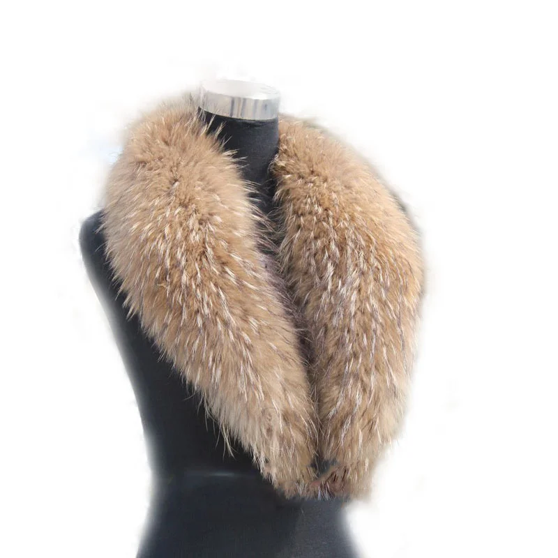 Luxury Winter Real Raccoon Fur Collar Ladies Scarf Warm Furry Soft Shawl Cover Hood Fur Can Be Customized Size.