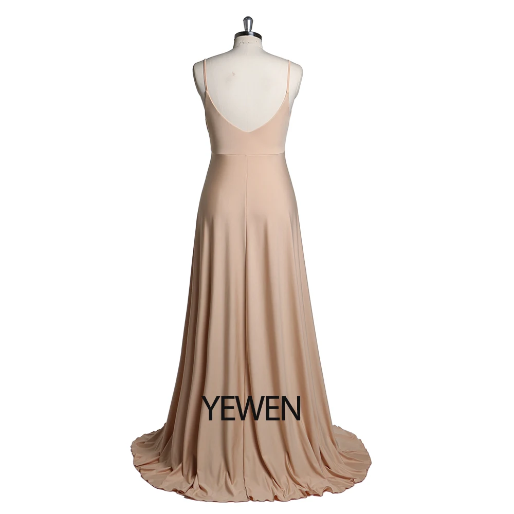 Tecido estilingue vestido elegante feminino cinta de espaguete vestidos formais ajuste fino combinando todos os roupões cor personalizada yewen