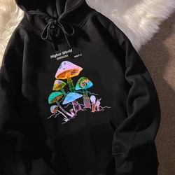 Women's blouse Cute Colorful Mushroom Print Korean Fashion Casual Oversize Vintage Letter Hoodie Winter Goth Harajuku Sweatshirt