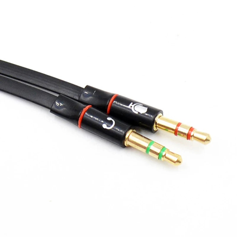 3.5mm Female To 2 Male 3.5mm Mic Audio Y Splitter Cable Headset To PC Adapter AUX Cable