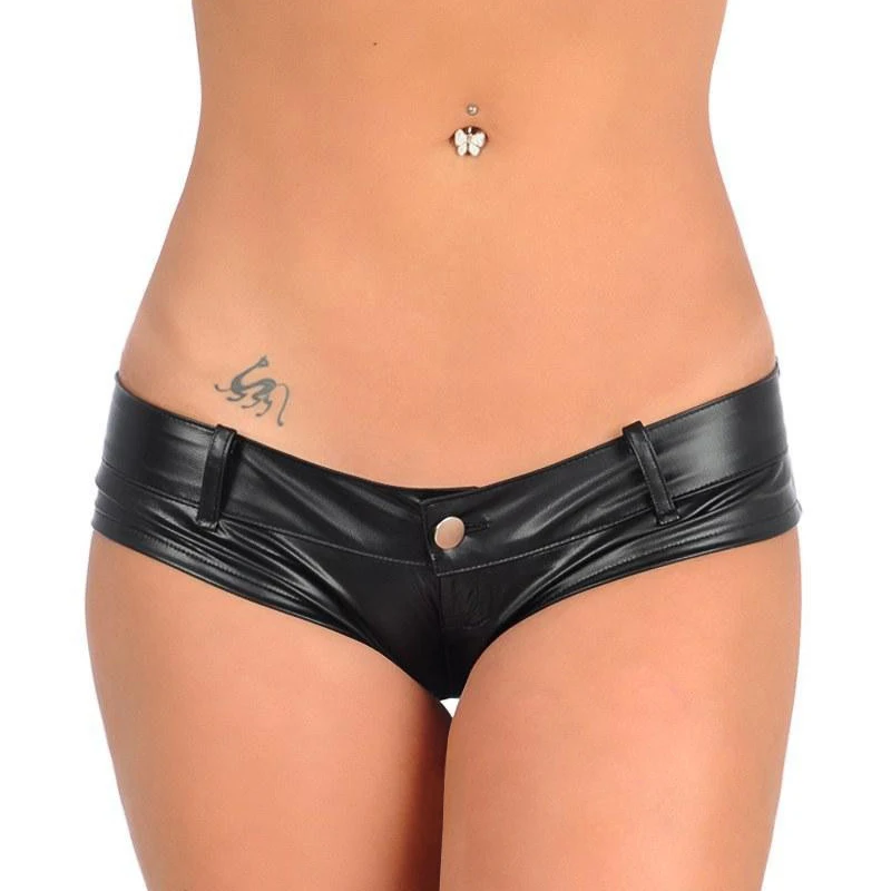 Sexy Women Stretch Micro Faux Pu Leather Shorts Booty Erotic Night Club Skinny Super Mini Ultra Short Trousers Twerk Summer 2020 - Image 2