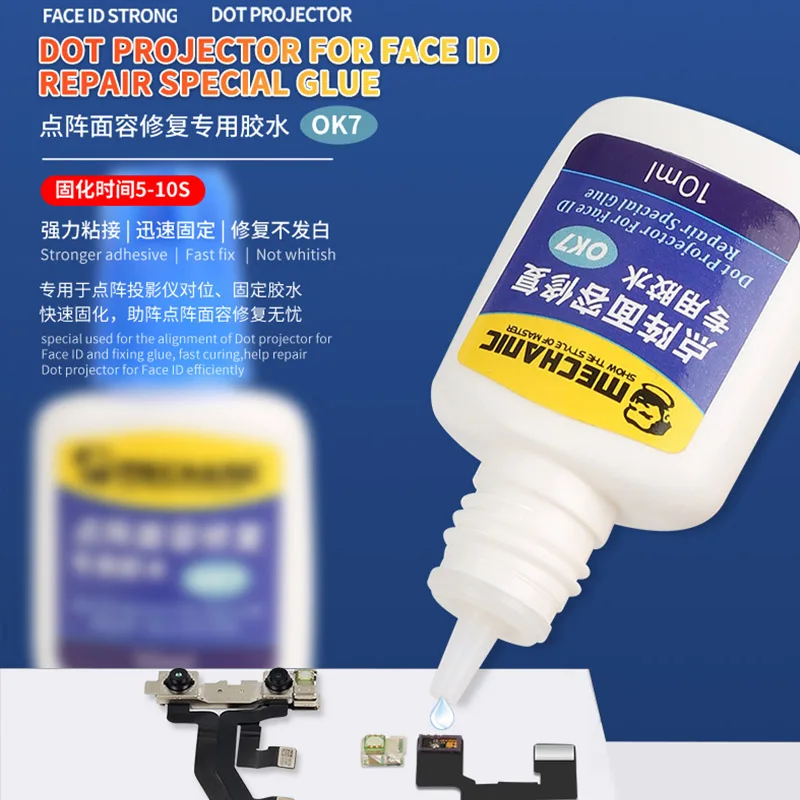 Thợ Cơ Khí OK7 Mặt ID Đặc Biệt Keo 10ML Cho Điện Thoại X XS Xsmax 11 11pro 12 12pro 12Prmax Chấm ma Trận Sửa Chữa Keo