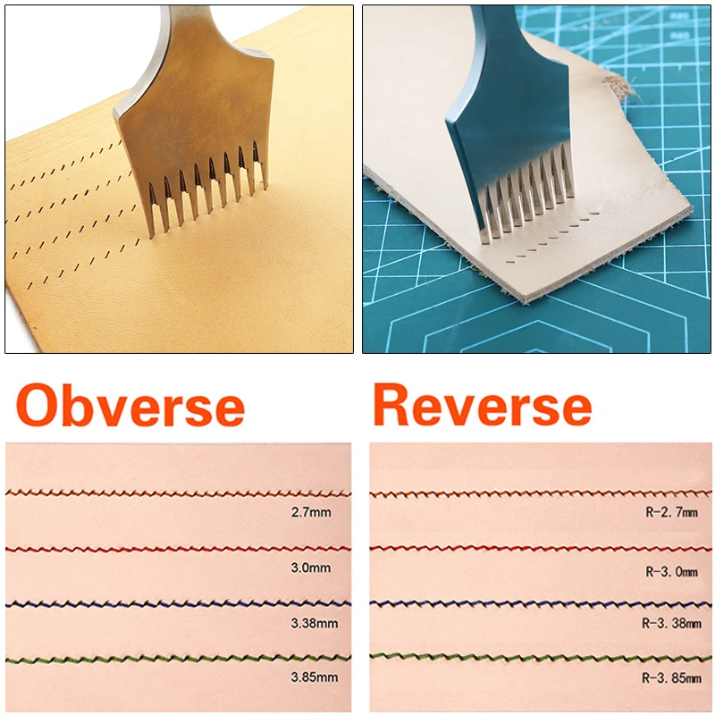 QJH Leather Die-steel Chisel French Style Pricking Iron Sharp Leather Punching Tool 2.7/3.0/3.38/3.85mm Obverse Reverse chisel