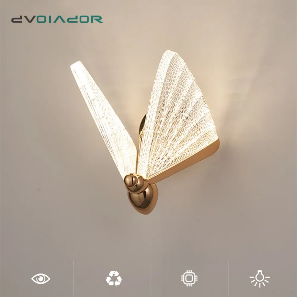 

Nordic Butterfly Wall Lamp Creative Colorful Led Wall Light Minimalist luxury Staircase Bedroom Bedside Corridor Aisle Lighting