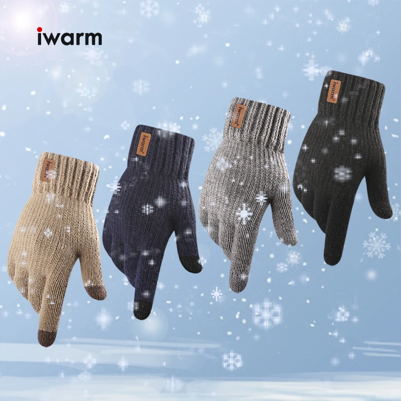 iwarm Autumn And Winter Knitted Warm Gloves Men Business High Quality Keep Warm Black Gloves Mittens