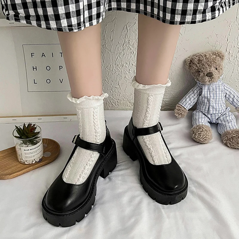Black Lolita Platform Shoes Women Japanese Style Classic Kawaii Tea Party Cosplay Female Loli Shoes Vintage Lovely Gothic Style