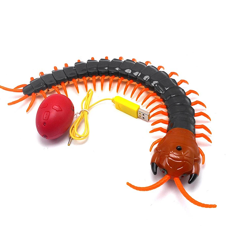 Novidade rc cobra scolopendra robô de controle remoto insetos brinquedo animal com cabo usb aterrorizante brinquedos do dia das bruxas