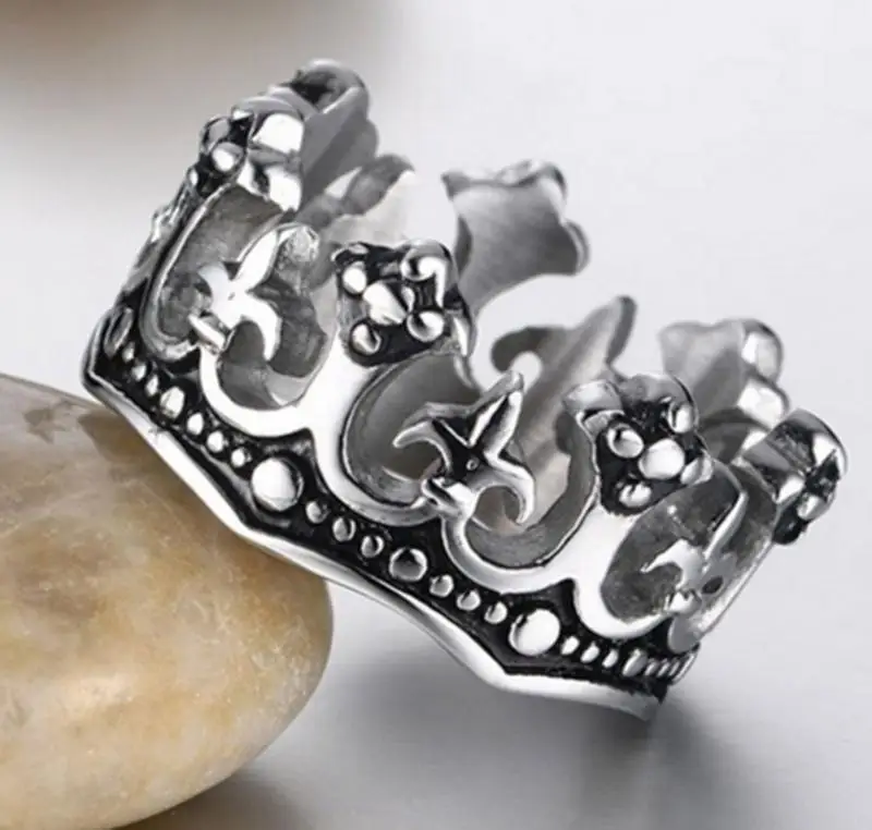 Creative Design King Crown Ring Men's Vintage Style Jewelry Two Colors Available Casual Accessories