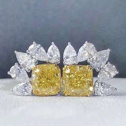 CAOSHI Dainty Female Stud Earrings with Shiny Yellow Crystal CZ Temperament Women Accessories for Party Luxury Lady Jewelry Gift