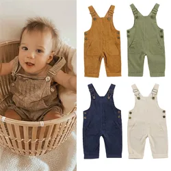 0-3Y Newborn Infant Baby Boy Girl Fall Winter Suspender Pants Overalls Corduroy Bib Pants Trousers Rompers with Pockets