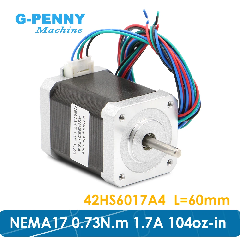 G-PENNY Nema17 stepper motor 60mm length 1.7A 0.73Nm 7.3kg.cm 104Oz-in High torque Nema 17 stepper motor 7.3kg.cm For 3D printer