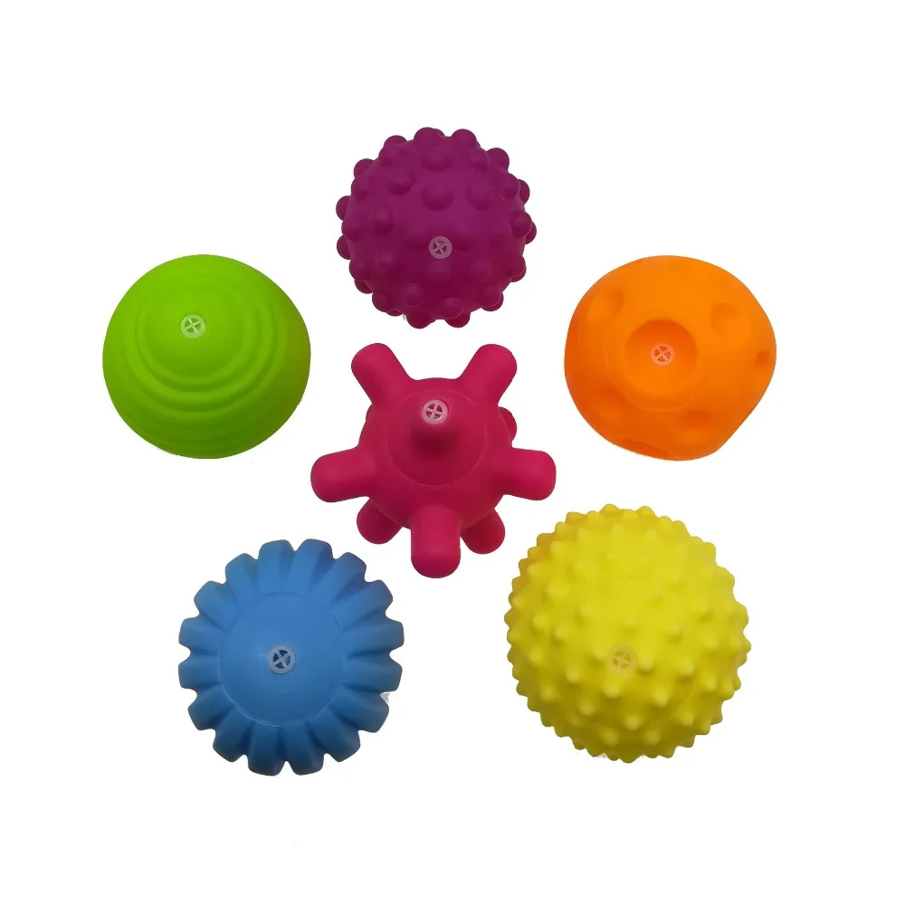 6pcs/set Baby Toy Ball Set Develop Baby's Tactile Senses Touch Hand Ball Toys Baby Training Ball Massage Soft