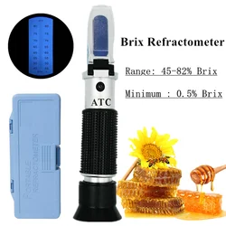 Portable 45-82% Honey Refractometer Sugar Brix Bee Refractometer Beekeeping Tester ATC Minimum Division 0.5% Brix Sugar Meter