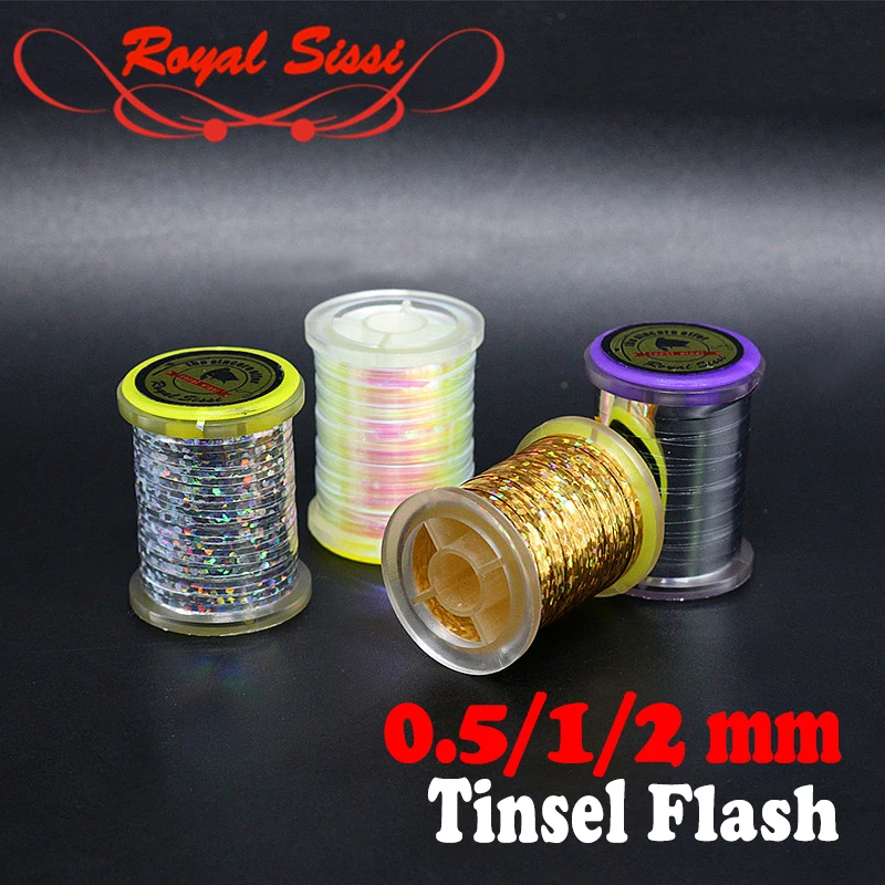 Hot 1 Spool Fly Tying flat mylar Tinsel Flash Tape HOLOGRAPHIC TINSEL SPOOLED do klasycznych wzorów streamerów i nimf flashback