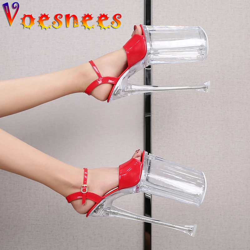 Platform Sandals Women Super High 26cm Sexy Stiletto Heels Diamonds Thick Bottomed Ladies Shoes Stripper Heels Pole Dancing Shoe