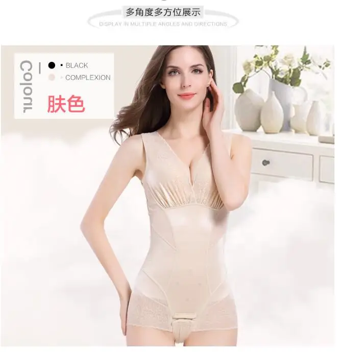 Lace Slimming Underwear Waist Trainer V Neck Slimming Belt Women Corsets Body Shaper Tummy Control Opening Crotch Shapewear