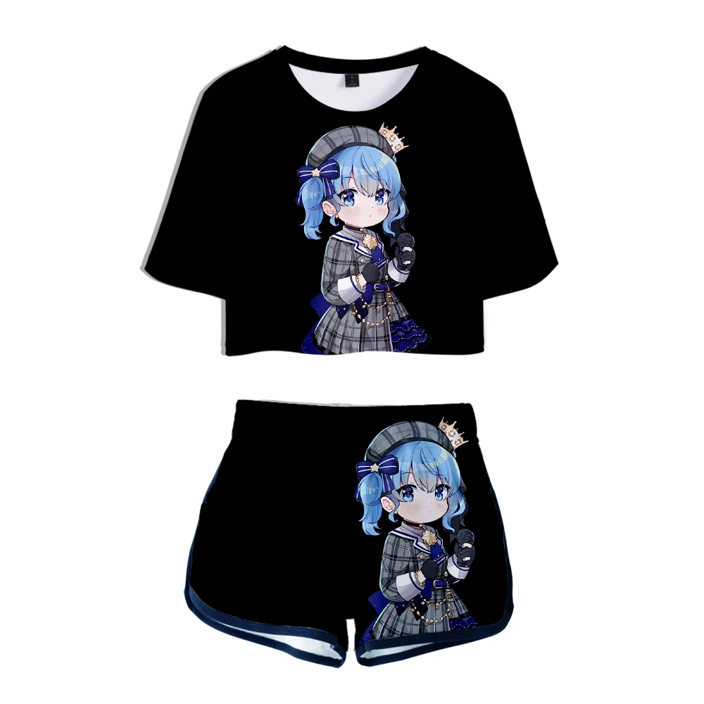 

HOLOLIVE VTuber Hosimati Suisei 3D Summer unisex Sets Sexy Short Tops+shorts Elastic Waist Suit Vitality Kawaii Two Piece Sets