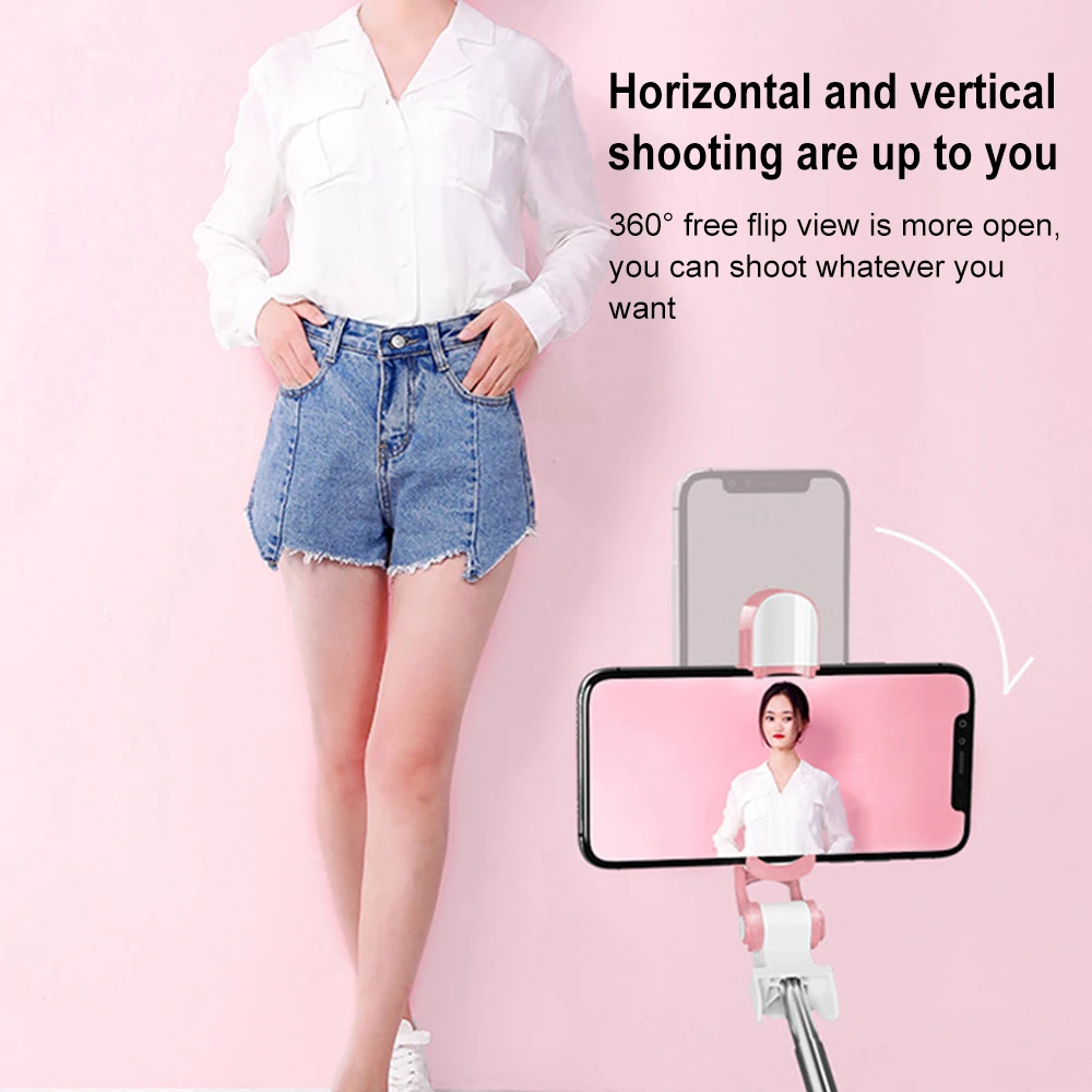 โทรศัพท์มือถือ Telescopic Selfie เติมแสงผู้ถือโทรศัพท์ขาตั้งกล้อง Handheld Gimbal Fit สำหรับ Live/Vlog/วิดีโอ