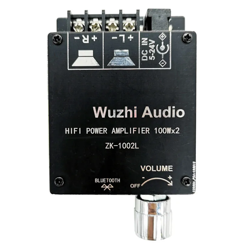 ZK-1002L 100W*2 Mini Bluetooth 5.0 Wireless Audio Power Digital Amplifier Board Double Channels Stereo Amp DC 12V 24V