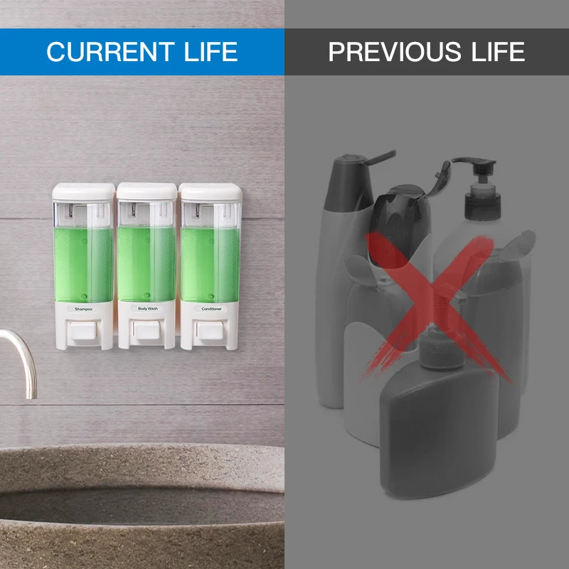SVAVO ثلاثة صف موزع الصابون الحائط 3*500 مللي حمام الفندق المنزلية صابون اليد شامبو استحمام جل الاستحمام