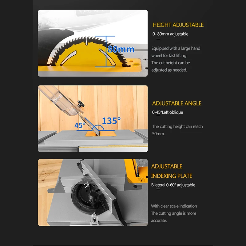 La sega circolare di legno senza polvere a 8 pollici ha visto l'utensile da taglio elettrico multifunzionale della lavorazione del legno 1500w ha visto la M1H-ZP3-210