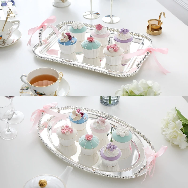 Silver plated tray for fruit cake, kitchen tray, iron, metal, wedding decoration, cake storage, snack, sntp008a