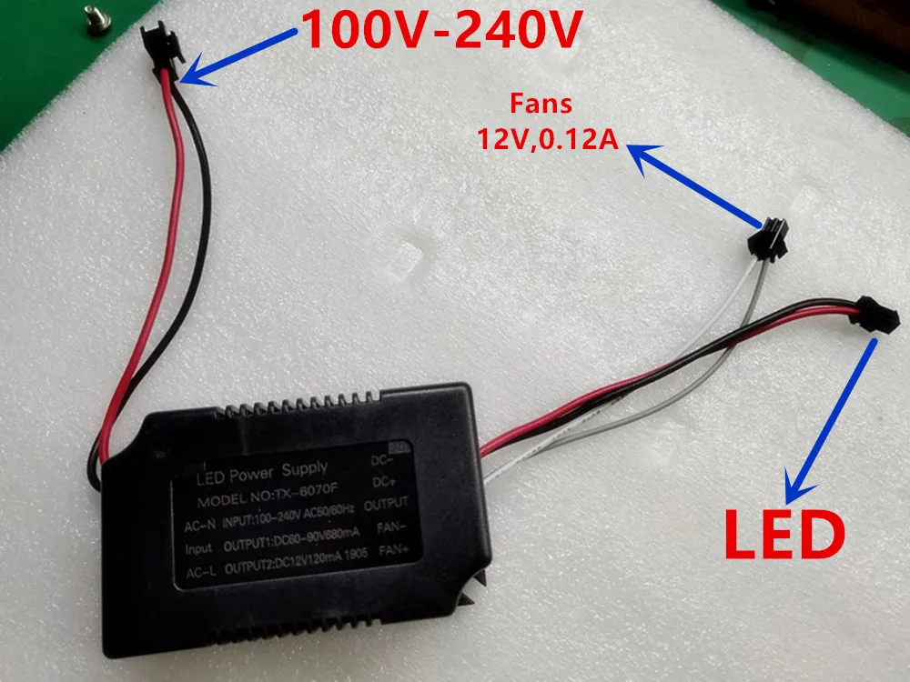 Imagem -03 - Led Cresce a Fonte de Alimentação de Luz 60v-90v 600ma Lastro para 3w 10w Chip Leds 60w