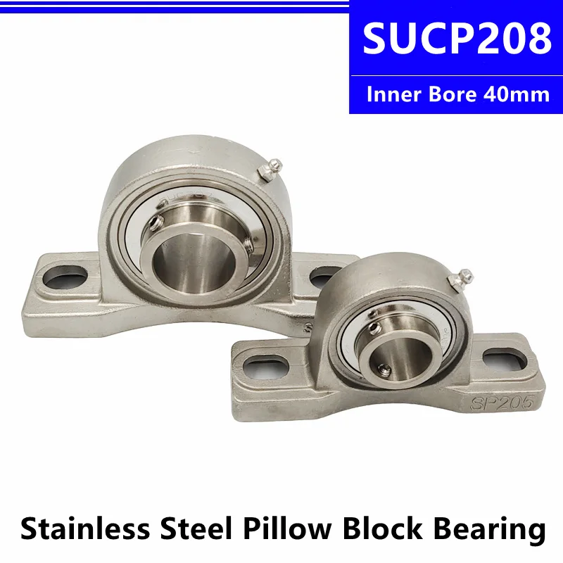 

SUCP208 Stainless Steel Pillow Block Bearing Inner Bore 40mm Unit Mounted Housing Outer Spherical Vertical Bearing With Seat