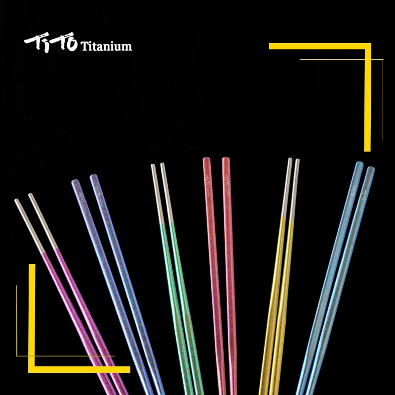 TiTo Titanium Colorful Pure  Household Chopsticks Outdoor Tableware for Camping Picnic Hiking Traveling Chopsticks